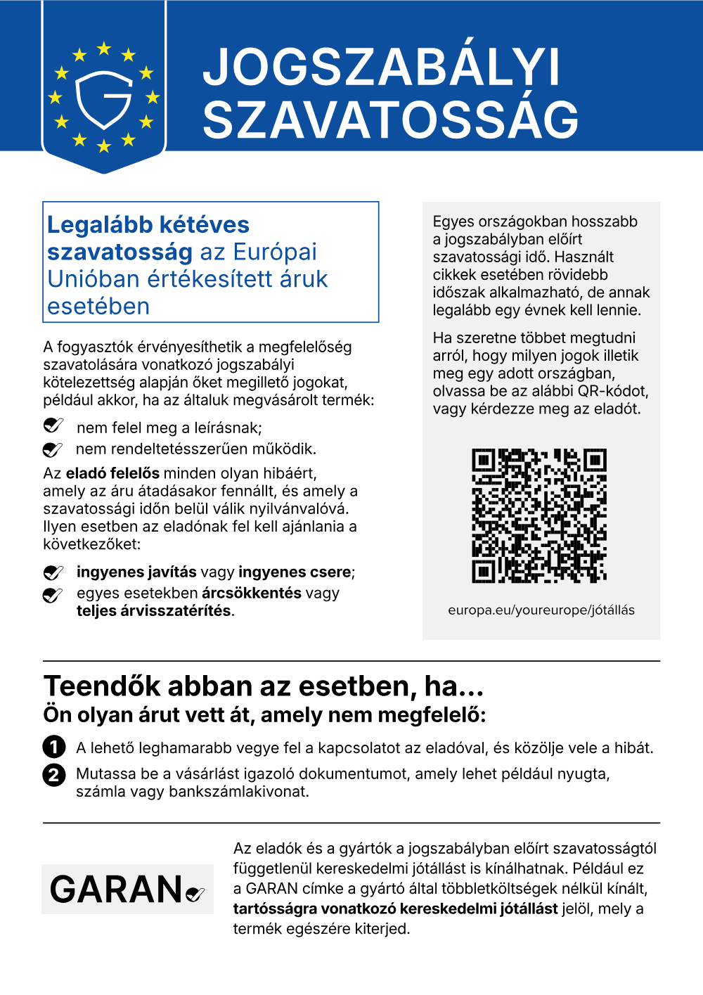 Jogszabályi jótállás